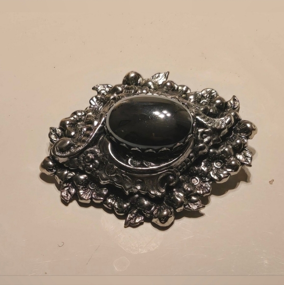 Jewelry - Vintage Pot Metal And Mirrored Glass Cabachon Brooch